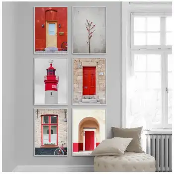 Kırmızı Fotoğraflar Poster Tablo Seti