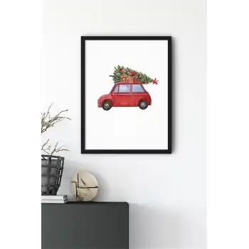 Kırmızı Yılbaşı Arabası Poster Tablo