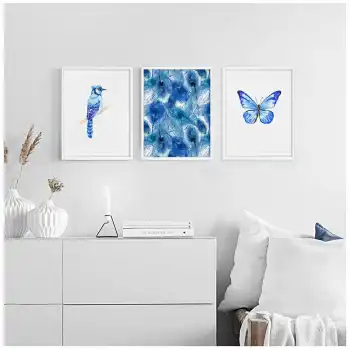 Kuş ve Kelebek 3’lü Poster Tablo Seti