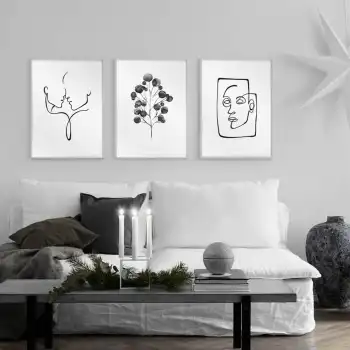 Line Art 3’lü Poster Tablo Seti