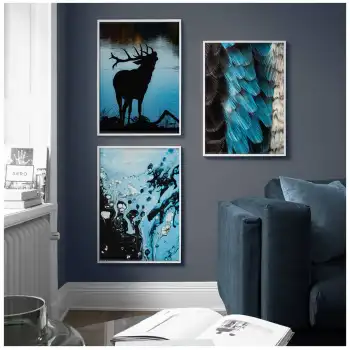 Mavi Dinginlik 3’lü Poster Tablo Seti