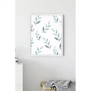 Mavi İnce Yapraklar Poster Tablo