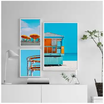 Mavi Plaj Poster Tablo Seti