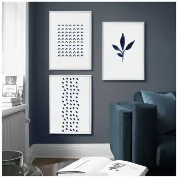 Mavi Simetri 3’lü Poster Tablo Seti