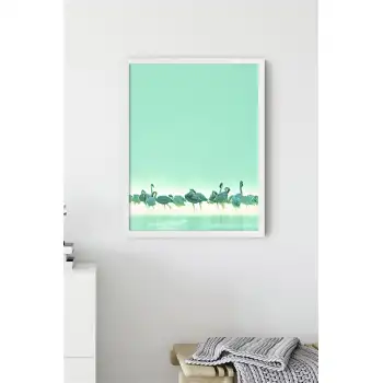 Mint Flamingo Sürüsü Poster Tablo
