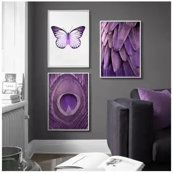 Mor Kelebek 3’lü Poster Tablo Seti