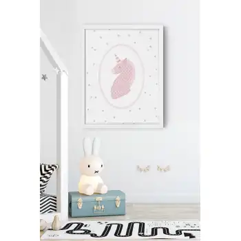 Pembe At Desenli Çocuk Odası Poster Tablo
