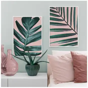 Pembe Botanik No:1 2’li Poster Tablo Seti