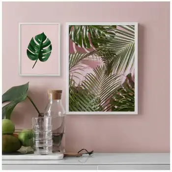 Pembe Botanik No:2 2’li Poster Tablo Seti - 1x 21x30 cm + 1x 30x40 cm