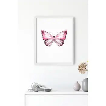Pembe Kelebek No:2 Poster Tablo
