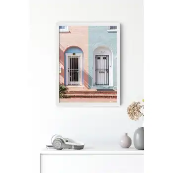 Pembe ve Mint Bina Poster Tablo