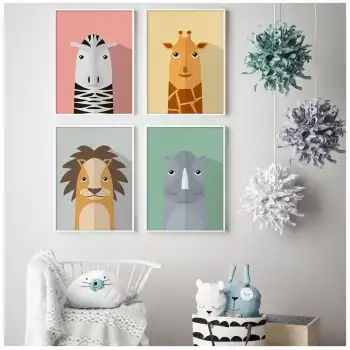 Renkli Hayvanlar Çocuk Odası Poster Tablo Seti