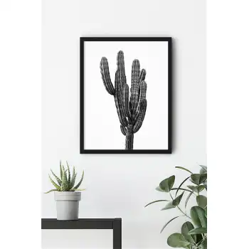 Siyah Beyaz Kaktüs No:2 Poster Tablo