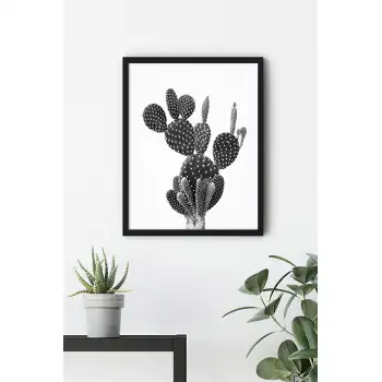 Siyah Beyaz Kaktüs No:3 Poster Tablo