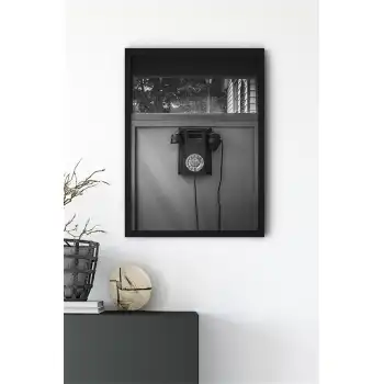 Siyah-Beyaz Telefon Kulübesi Poster Tablo