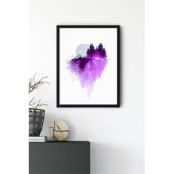 Suluboya Dağ Poster Tablo