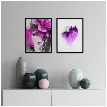 Suluboya Kadın 2’li Poster Tablo Seti