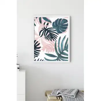 Suluboya Mavi Yapraklar Poster Tablo