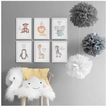 Tatlı Hayvanlar Çocuk Odası Poster Tablo Seti