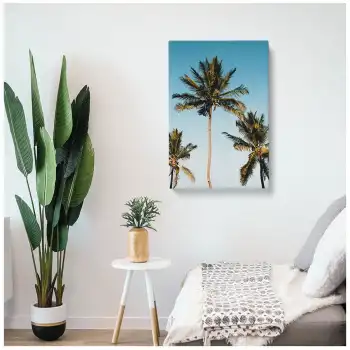 Üçlü Palmiye Kanvas Tablo