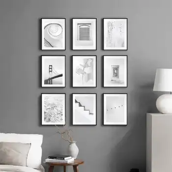 White Elegant 9’lu Poster Tablo Seti