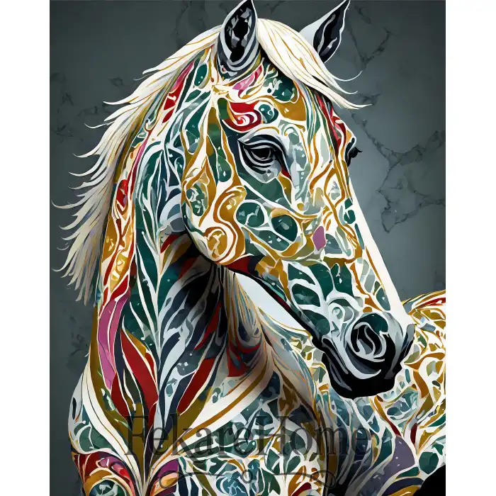 Desenli At İllüstrasyonu Poster Tablo