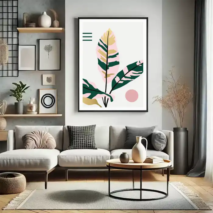 Botanik Yaprak Desenli Poster Tablo