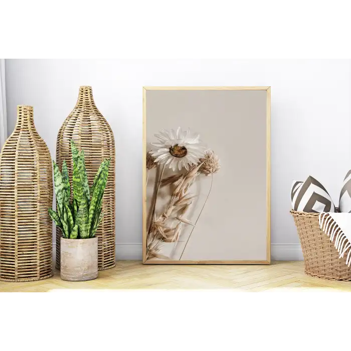 Çiçekli Fon 3’lü Poster Tablo Seti