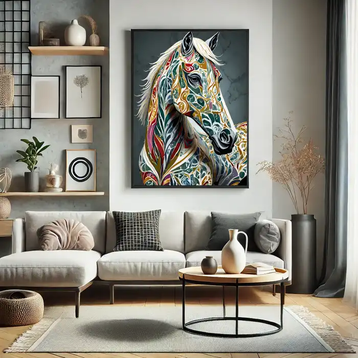 Desenli At İllüstrasyonu Poster Tablo