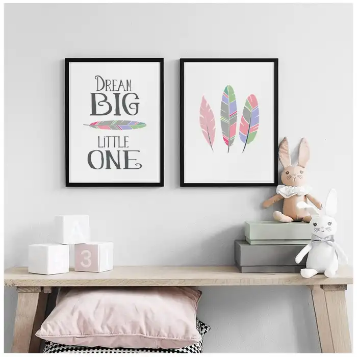 Dream Big Little One Çocuk Odası Poster Tablo Seti