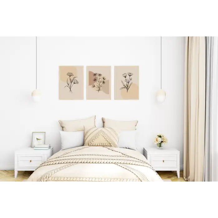 Floral Printab 3’lü Poster Tablo Seti