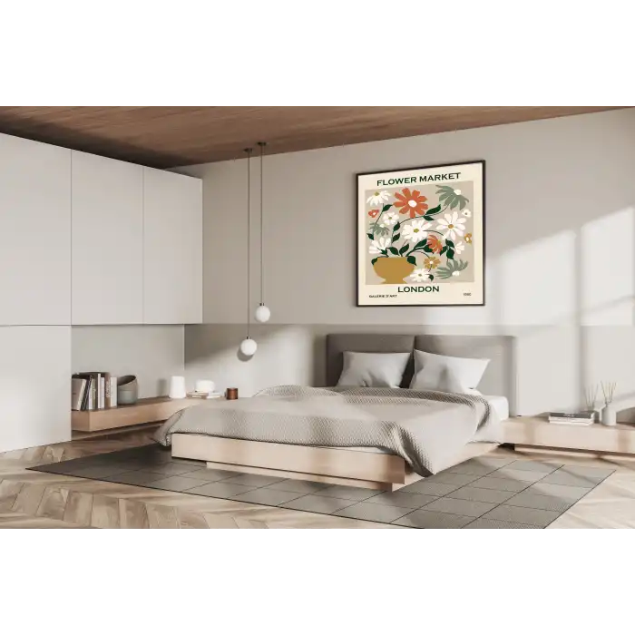 Flower Market London Metal Çerçeveli Kare Tablo 2