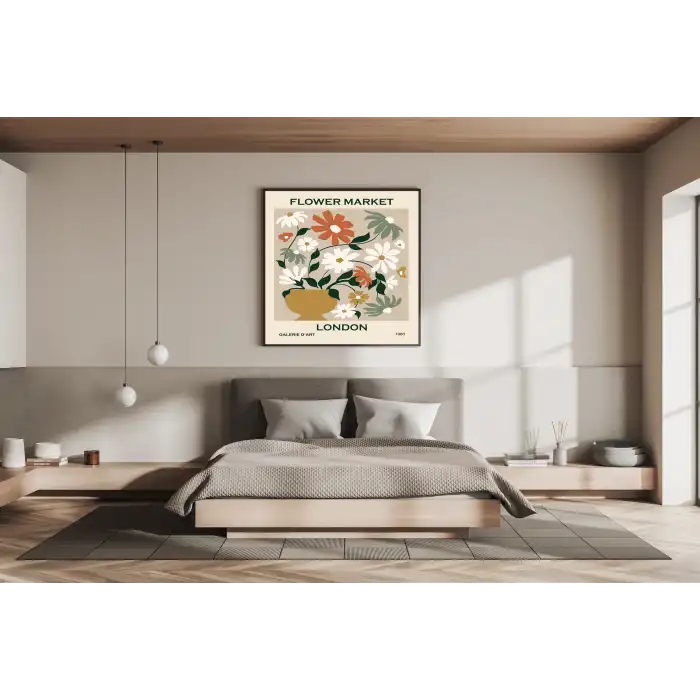 Flower Market London Metal Çerçeveli Kare Tablo 2