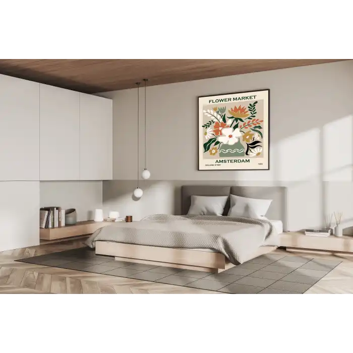 Flower Market Amsterdam Metal Çerçeveli Kare Tablo 1