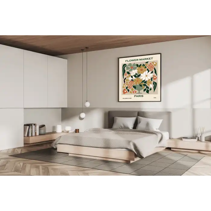 Flower Market Paris Metal Çerçeveli Kare Tablo 4