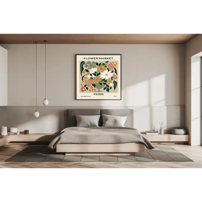 Flower Market Paris Metal Çerçeveli Kare Tablo 4