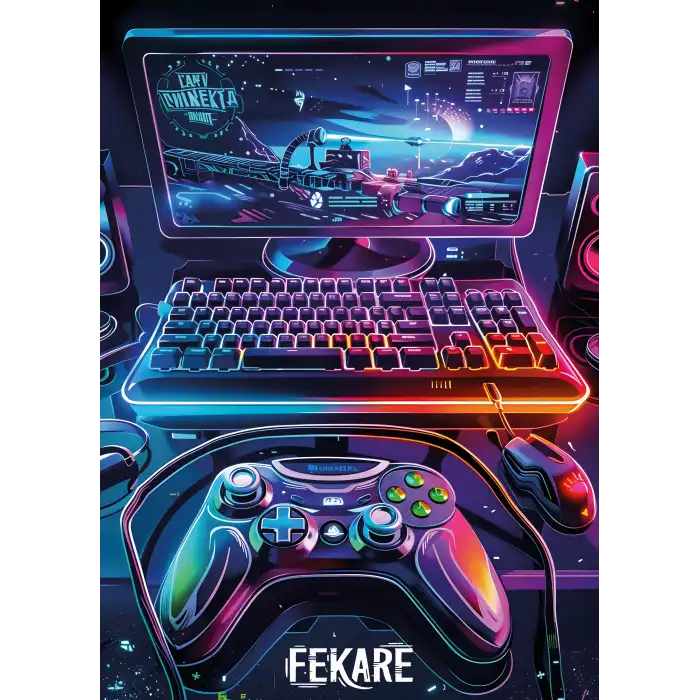 Futuristik Gamer Poster Tablo