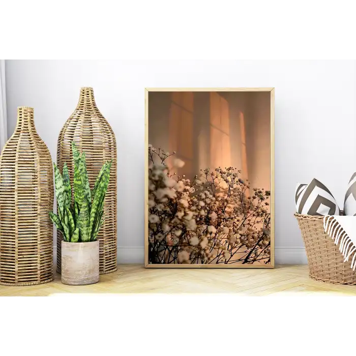 Çiçekli Fon Poster Tablo No:2