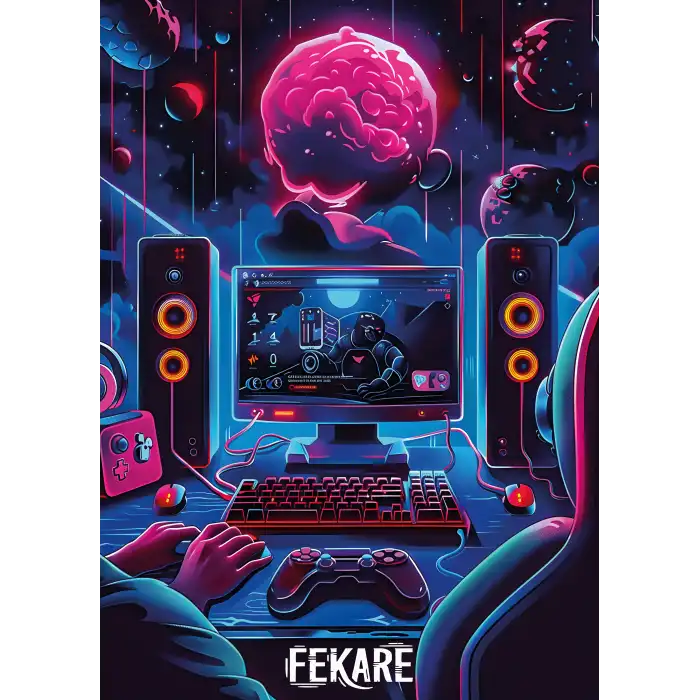 Gamer Oyun Masası Poster Tablo