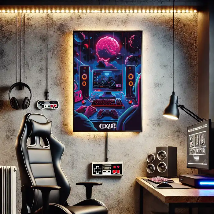 Gamer Oyun Masası Poster Tablo