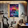 Neon Şehir Gaming Setup Poster Tablo