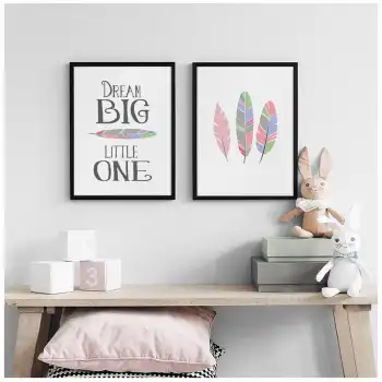 Dream Big Little One Çocuk Odası Poster Tablo Seti