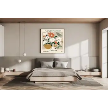 Flower Market London Metal Çerçeveli Kare Tablo 2