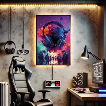 Müzik ve Şehir Gamer Poster Tablo