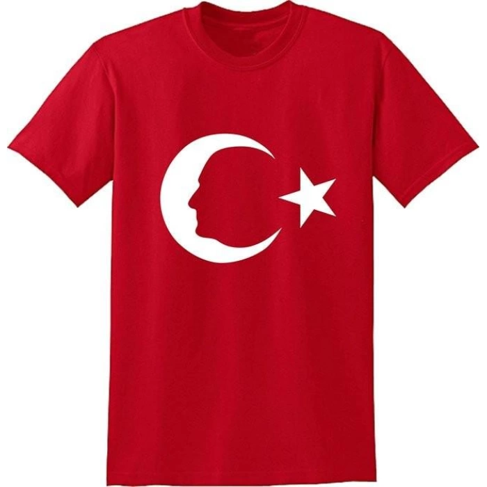 Atatürklü Ay Yıldız Kırmızı Tişört