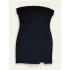 Siyah Straplez Mini Elbise with Yırtmaç Detayı