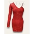 Tek Omuz Payetli Kırmızı Elbise - Işıltılı Zarafet