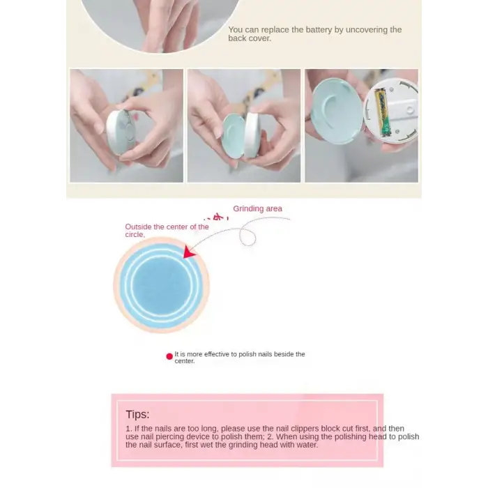 Bebek, çocuk ve yetişkin Dönerli Pilli Tırnak Kesme Törpüleme, manikür  Makinası 6 başlıklı