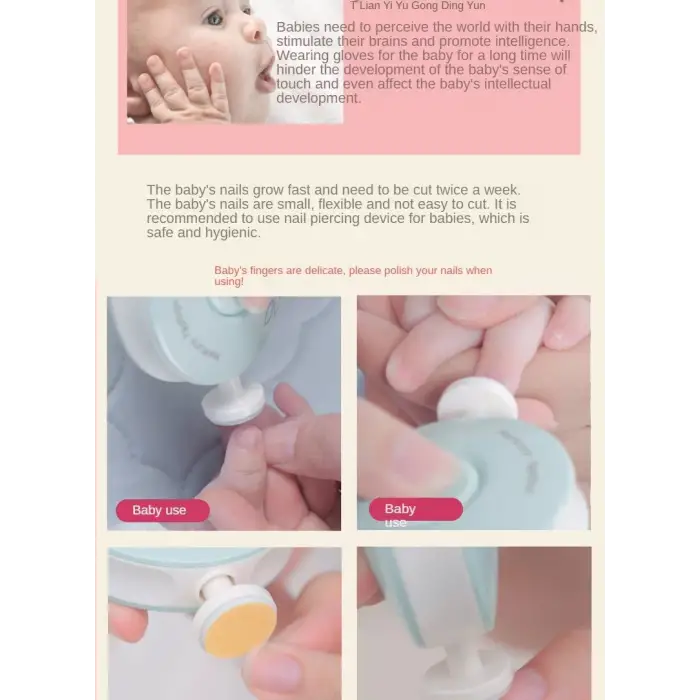 Bebek, çocuk ve yetişkin Dönerli Pilli Tırnak Kesme Törpüleme, manikür  Makinası 6 başlıklı