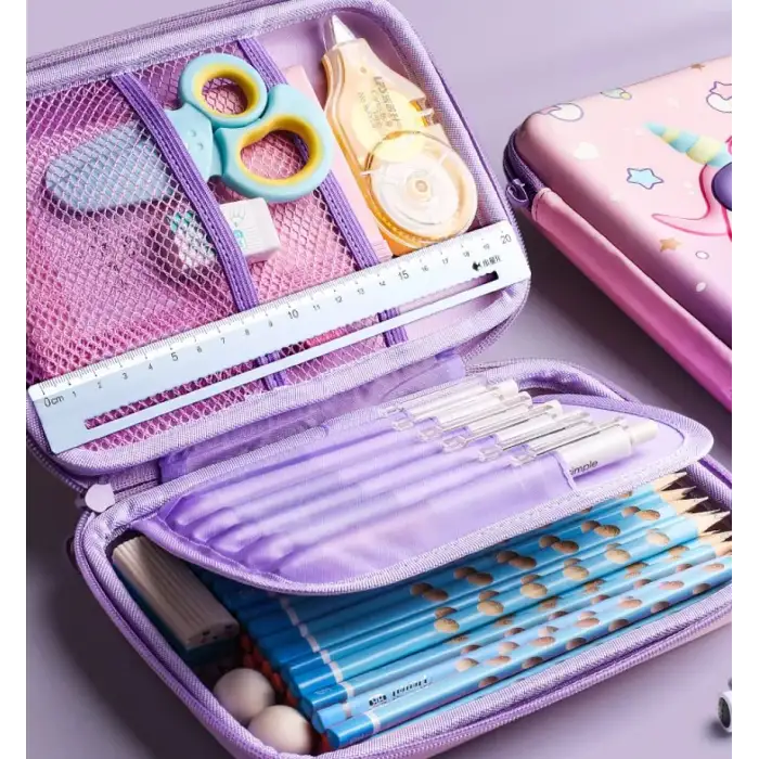 Büyük Boy Kabartmalı Unicorn Su Geçirmez ABS Pastik Kalem Kutusu